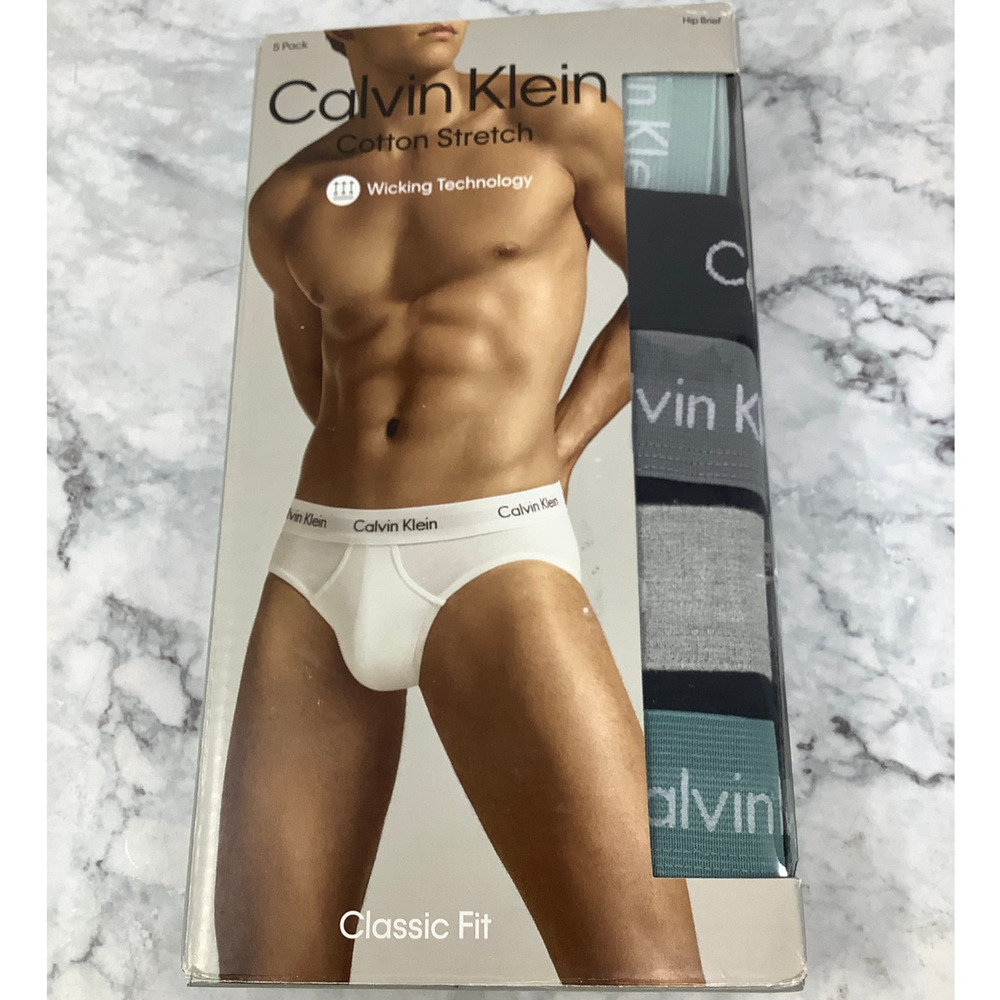Calvin Klein Men's XL 5-Pack Classic Cotton Stretch Hip Briefs Underwear A29-3